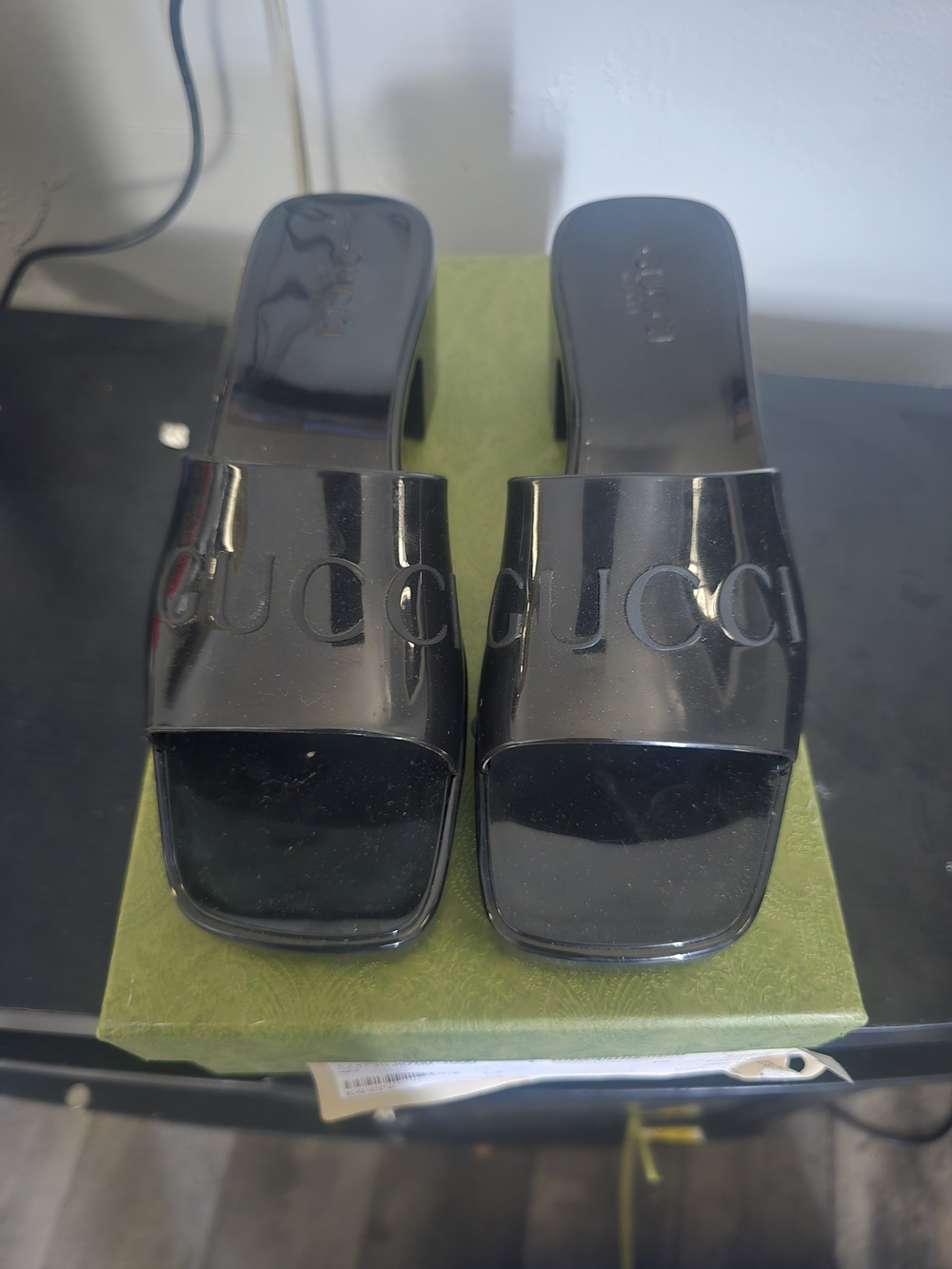 Gucci Women’s Black Patent Slide Sandals